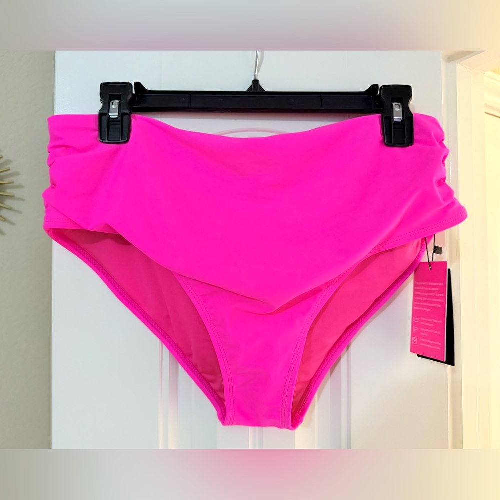 Vibrant Hot Pink Mid-Waist Bikini Bottom